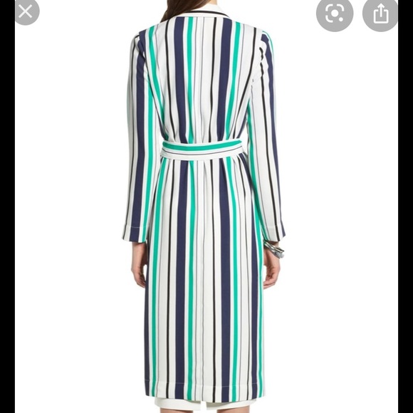 BRAND NEW Halogen Long Striped Tie Waist Jacket - Picture 2 of 7